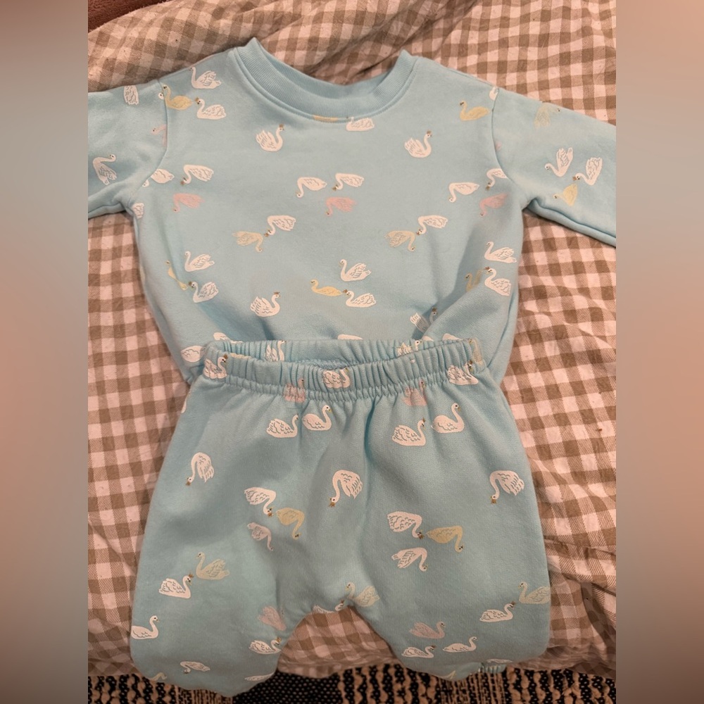 Baby Blue Swan Print Onesie